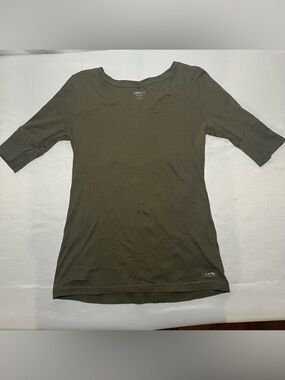 Calvin Klein Performance Olive Scoop Neck Long Sleeve Women's Large Top